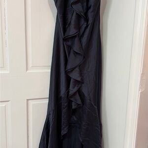 Premier Black High-Low Ruffle Evening Dress